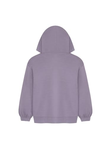Puma Girls' Oversized Hoodie, Fleece Lined, Logo Graphics, Pale Plum, Medium