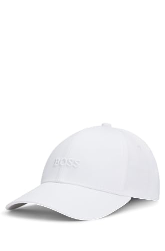 BOSS Men's Center Logo Cotton Twill Cap, Blank White, One Size