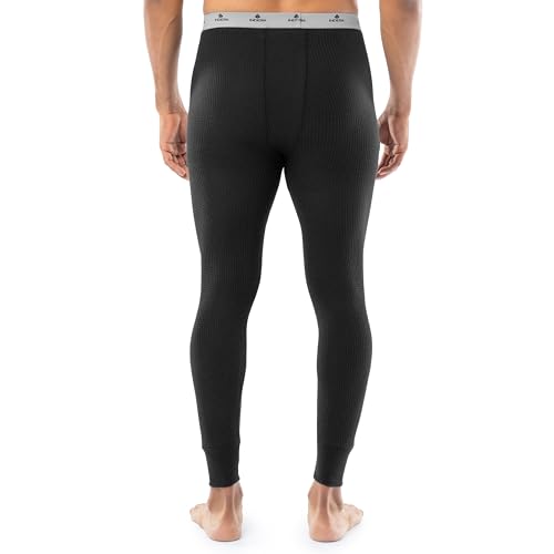 Indera Men's Traditional Long Johns Thermal Underwear Pant, Black, XL - Pack of 2