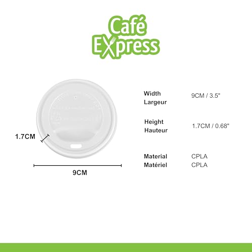 iEco, 500 Count 90 mm Compostable Coffee Cup Lids, Fits 10 oz, 12 oz and 16 oz Paper Cups