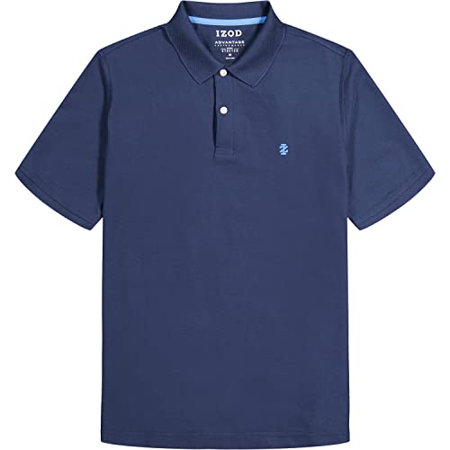 Izod Men's Advantage Performance Short Sleeve Polo Shirt, Peacoat, XX-Large Big