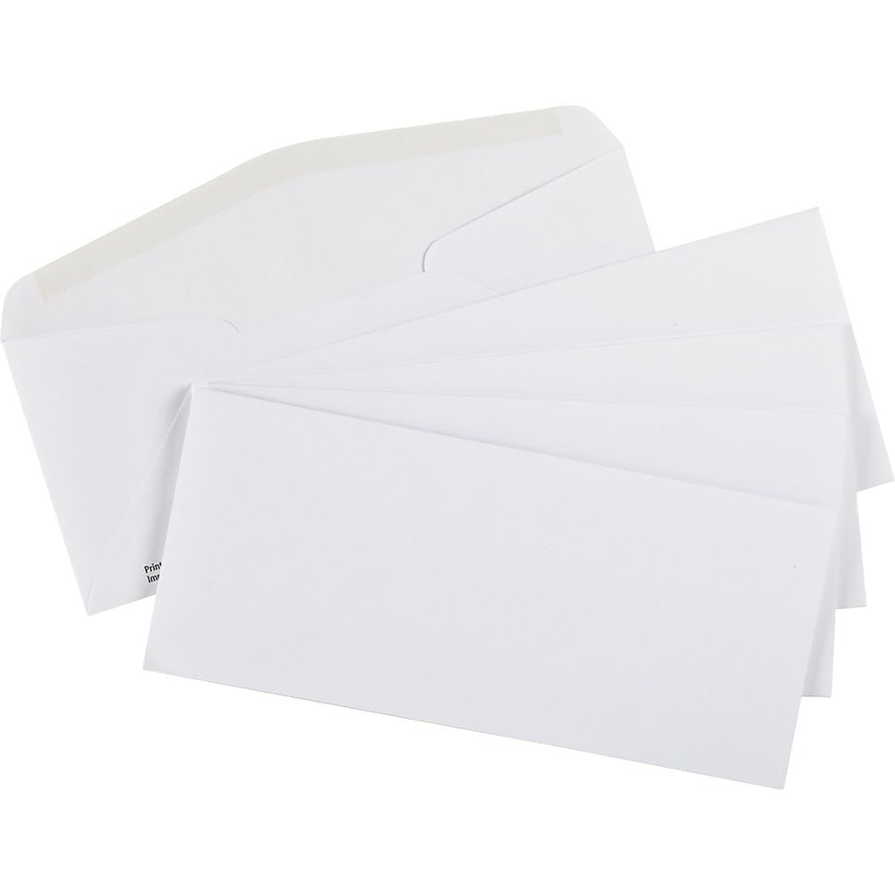 Staples Premium #10 Gummed Envelopes - 4-1/8" x 9-1/2" - White - 500 Pack