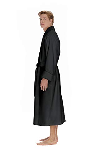 Boca Terry Mens Plush Robe, Big & Tall Bathrobe for Men, Warm Luxury Microfiber Robe - Medium, Black