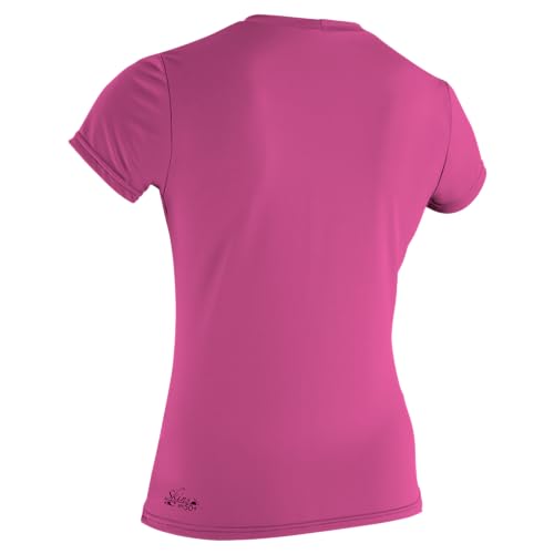 O'Neill Women's Basic Skins UPF 50+ Short Sleeve Sun Shirt, Fox Pink, Medium