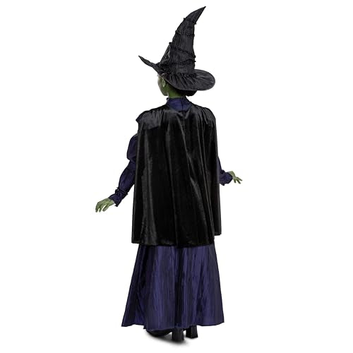 Wicked Elphaba Costume for Girls, Deluxe Official Wicked Elphaba Costume Cape and Hat, Kids Size (7-8)