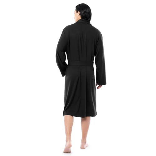 Fruit of the Loom Men's Lightweight French Terry Robe, Black, One Size