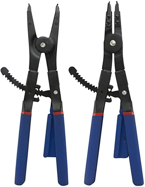 Hiltex 02016 16" Snap Ring Plier Set, 2 Piece | External and Internal Pliers | Straight, 45°, 90° Tips