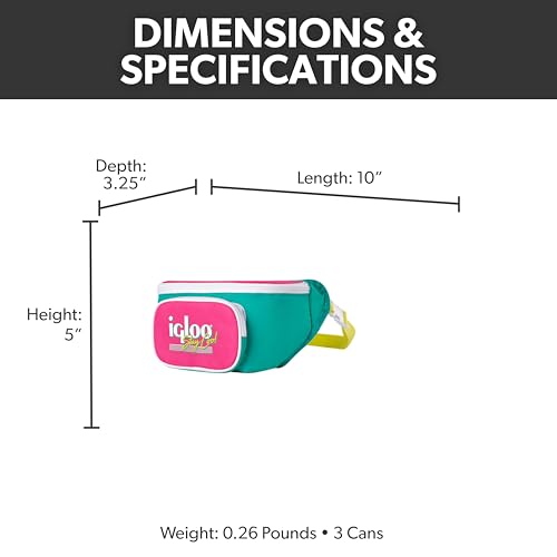 Igloo 90s Retro Collection Fanny Pack Portable Cooler, Jade