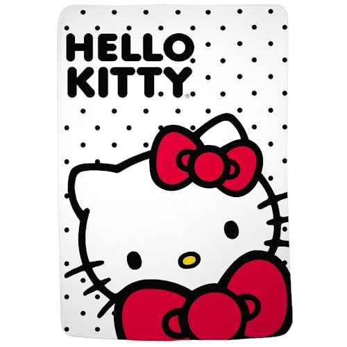 Franco Collectibles Hello Kitty Polka Dot Bedding Super Soft Cozy Blanket, 62 in x 90 in, (Officially Licensed Product)