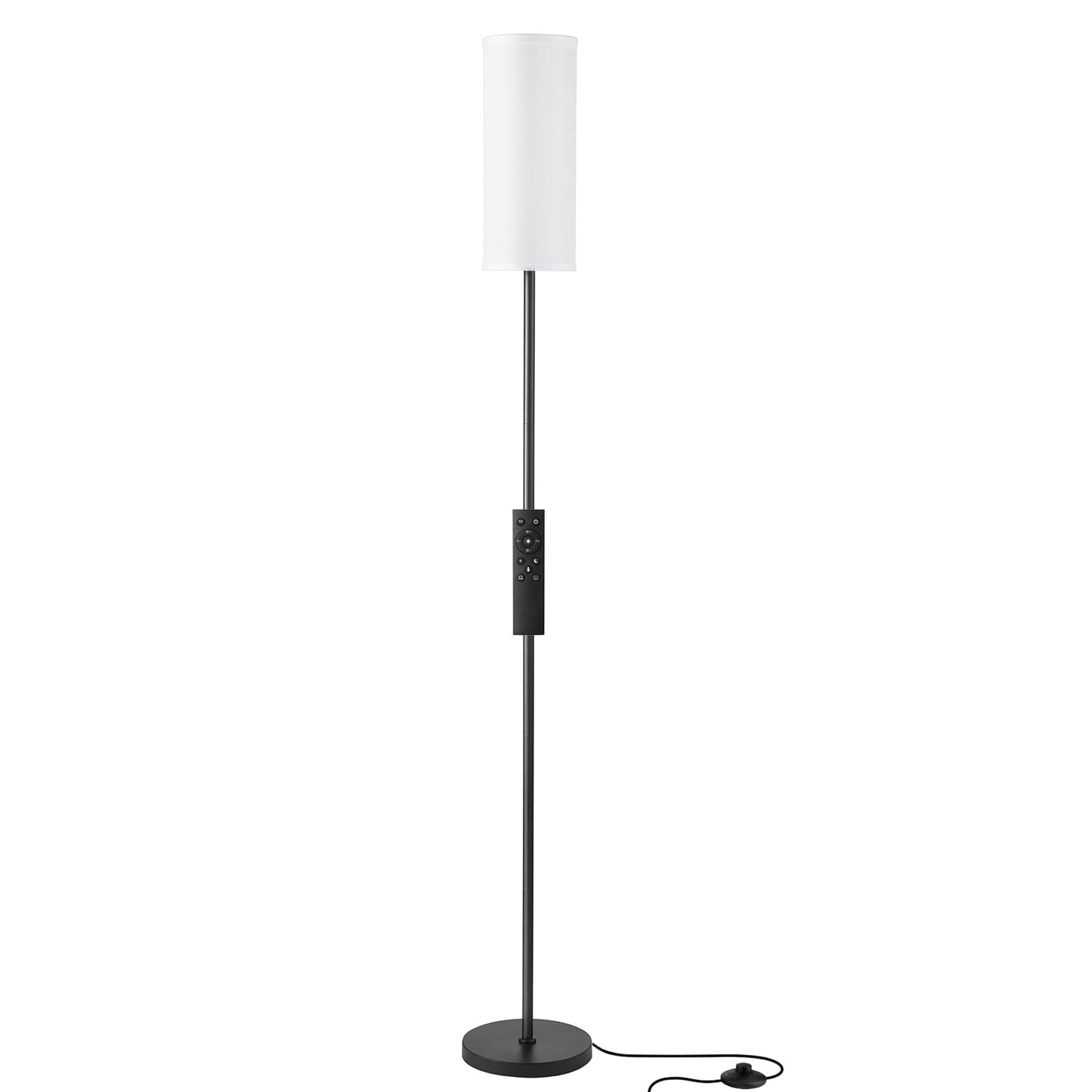 Ambimall Floor Lamp with Remote Control- Dimmable Standing Tall Lamp, Floor Lamps for Living Room, Bedrooms, Stepless Adjustable 3000K-6000K Colors, 10-100% Brightness, Foot Switch