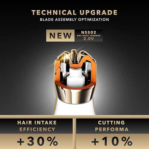 Blade & Stone™ NS502-DN Nose & Ear Trimmer | Graphene-X™ Blade | High-velocity Low-noise Motor | Patented Rotary Blade Design | Close, Skin-friendly, Tug-free Performance, Detachable Head - Dark Night