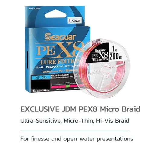 Seaguar Braided Fishing Line JDM PEX8 Lure Edition 219yds / 200 Meters, 18LB, Multi-Color - 18PEX8219