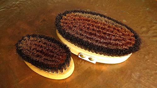 Large Energy/Ionic Body And Massage Brush With Fine Bronze Bristles and Leather Strip Made in Germany, Creates Oxygen On Your skin - Dry Brushing - Body Brush - Exfoliating Brush - Natural Bristle Bath Brush for Removal of Dead Skin, Cellulite Treatment,