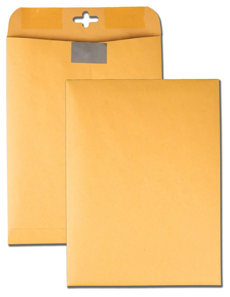 Quality Park Postage Saving Clear-Clasp Envelopes, 9 x 12 Inches, Kraft, 100 Count (43568)