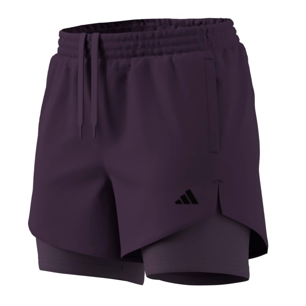 adidas Women's Minimal Two-in-One Shorts, Aurora Plum/Black, Medium