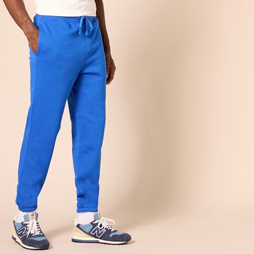 Amazon Essentials Men's Relaxed-Fit Closed-Bottom Sweatpants (Available in Big & Tall), Bright Blue, X-Small