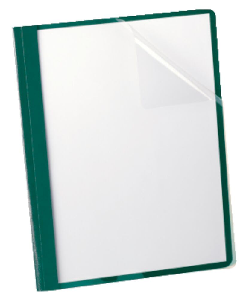 Oxford Duotang Clear Front Report Covers, Letter Size, Hunter Green, 100-Sheet Capacity, Sturdy Paper Back, Concealed 2-Prong Fasteners, Office and School Presentation, 25-Pack
