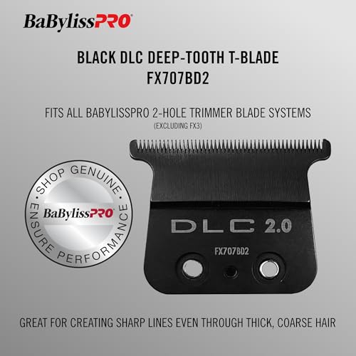 BaBylissPRO Barberology Deep Tooth Replacement Trimmer T Blade, DLC Black Graphite T Blade (FX707BD2)