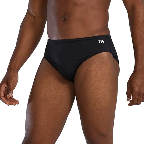TYR Men's Durafast Elite Racer Brief Swimsuit Black