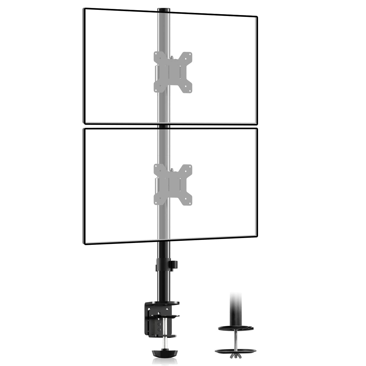 Suptek Dual LED LCD Monitor Stand up Desk Mount for 2 / Two Screens up to 27 inch Extra Tall 31.5" Pole Heavy Duty Fully Adjustable Stand Vertical Array (MD6802)