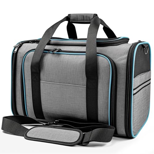 Cat Dog Carrier - Airline Approved Expandable Soft-Sided Pet Carrier, 4 Sides Expandable Cat Collapsible Carrier with Removable Fleece Pad and Pockets for Cats Dogs and Small Animals