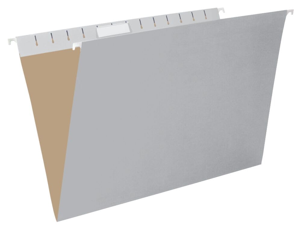 Pendaflex Hanging File Folders, Legal Size, Surehook Reinforced, Grey, 20/Box, Poly-Laminate Strips, Smooth Slide Hooks, Recycled Content, Durable Filing for Office Organization