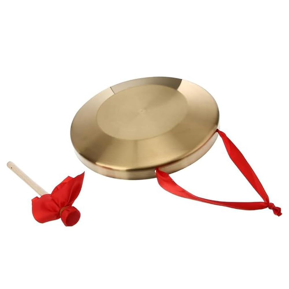 Universal Gong And Wooden Mallet 12.6 inch Tam Tam Gong Traditional Gong Instrument Chinese Percussion Instrument With Copper Decoration Chau Gong For Home And Office