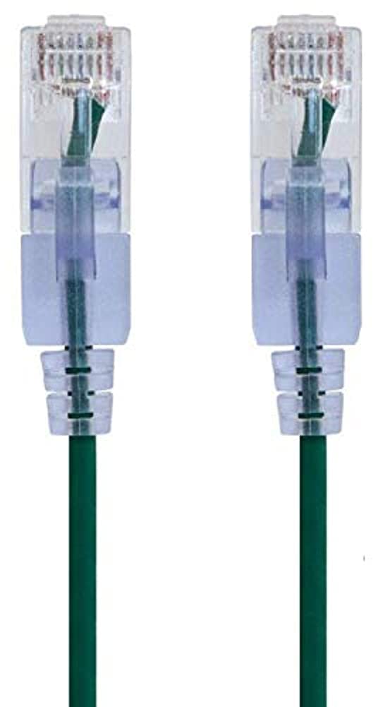 Monoprice SlimRun Cat6A Ethernet Patch Cable - Network Internet Cord - RJ45, 550Mhz, UTP, Pure Bare Copper Wire, 10G, 30AWG , 10ft, Green, 10-Pack