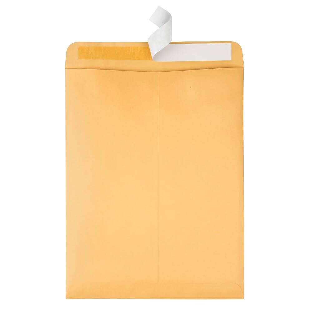 Staples Kraft Catalogue Envelopes with QuickStrip Closure - 10" x 13" - Brown - 100 Pack