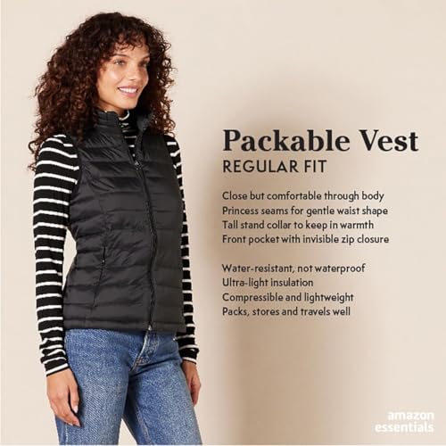 Amazon Essentials Women's Lightweight Water-Resistant Packable Puffer Vest, Animal, X-Large
