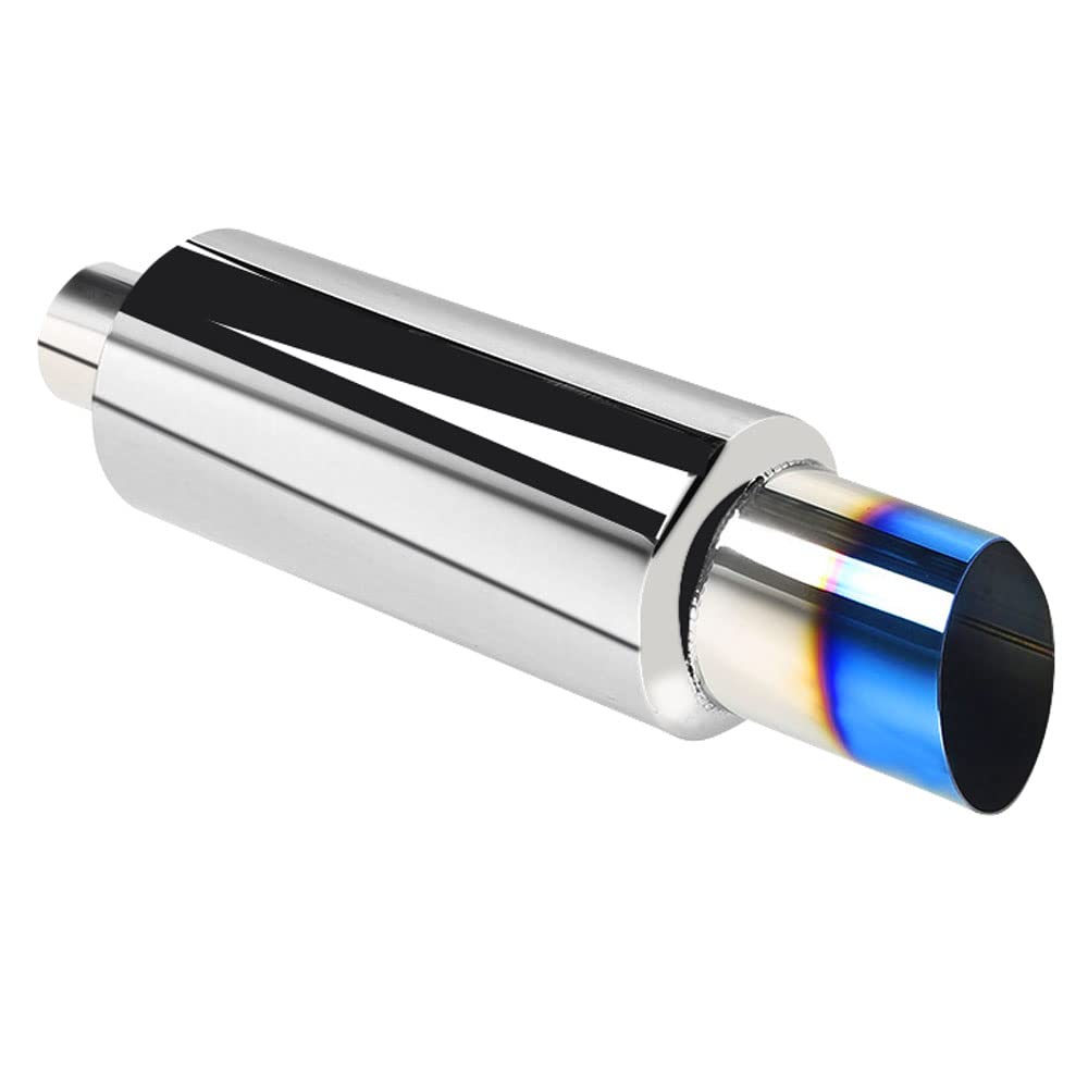 Exhaust Muffler, Universal Stainless Steel Exhaust Tip, 14.8" Length Performance Muffler (2'' Inlet 3'' Outlet)