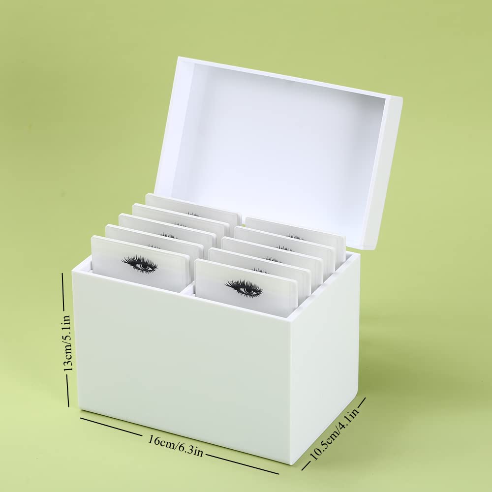 10 Layers Acrylic Eyelash Storage Box, Makeup Eyelashes Extension Close-Packed Display with 10 Pallets, Grafting False Eyelashes Glue Pallet Holder Display Organizer (White)