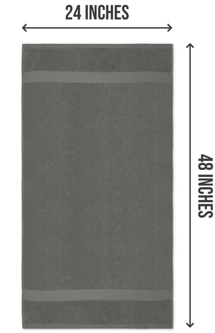 Utopia Towels 6 Medium Bath Towels, 24 by 48 Inches, 100% Cotton Towels for Pool, Spa, Gym, Quick Drying and Absorbent, Grey