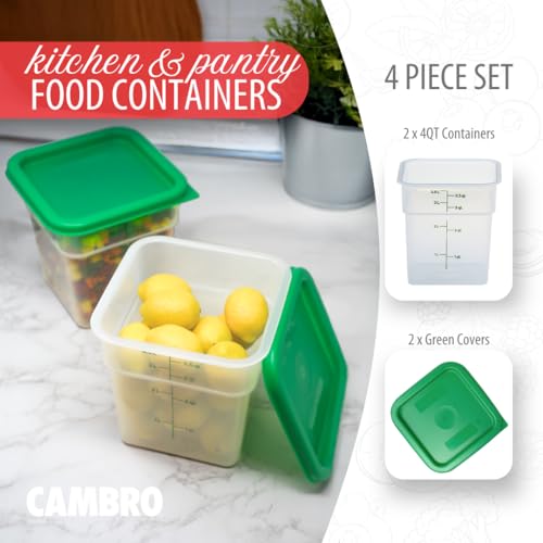 Cambro 4SFSPP190 4 Qt. Translucent Container with SFC2452 Kelly Green Lid, 4Quart, pack of 2