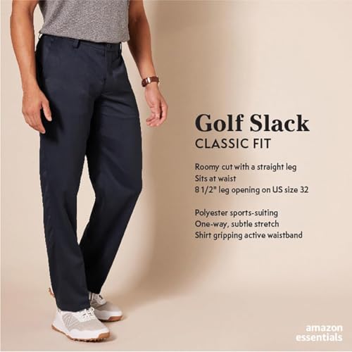 Amazon Essentials Men's Classic-Fit Stretch Golf Pant (Available in Big & Tall), Black, 42W x 32L