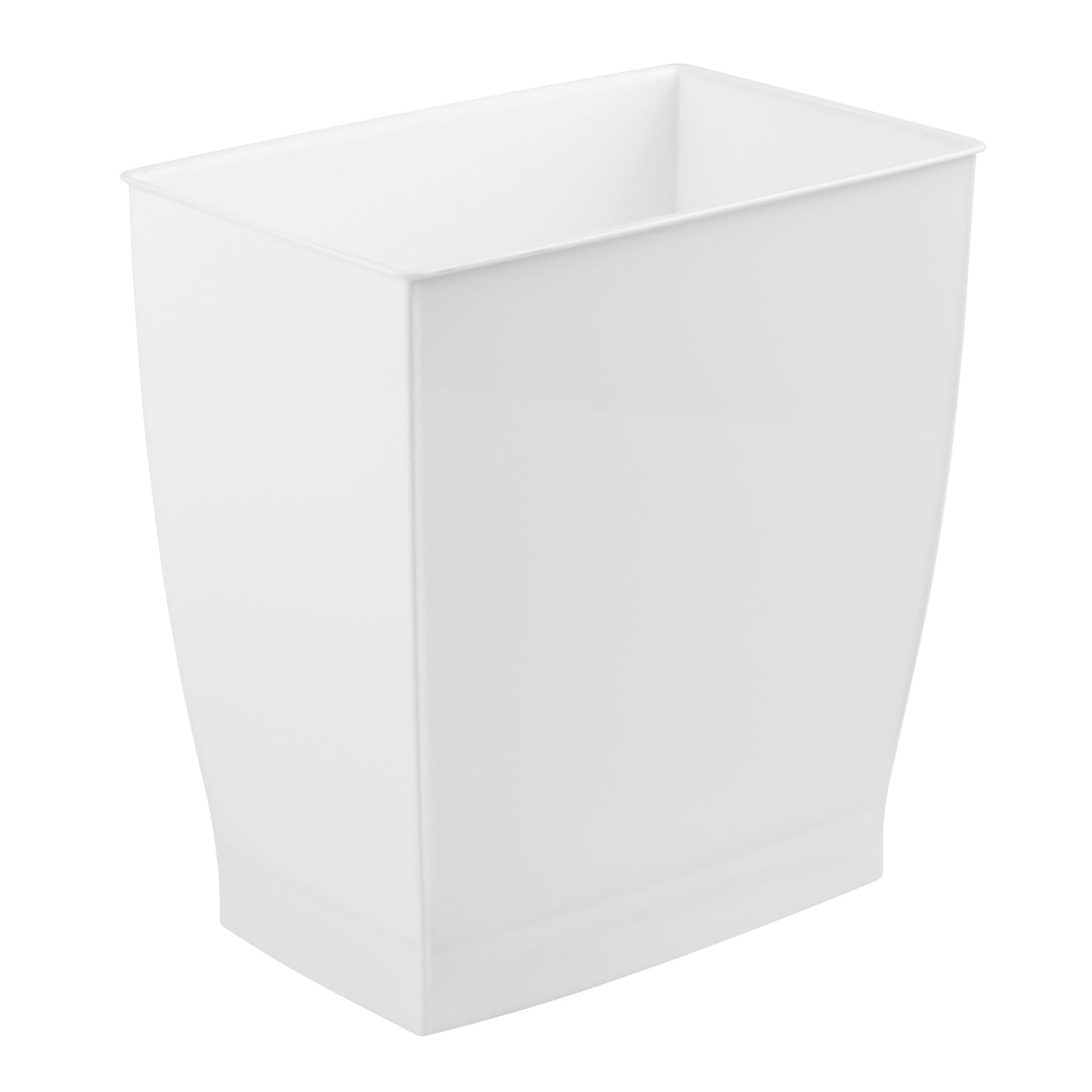 iDesign Spa Rectangular Trash Can, Waste Basket Garbage Can for Bathroom, Bedroom, Home Office, Dorm, College, 2.5 Gallon, White