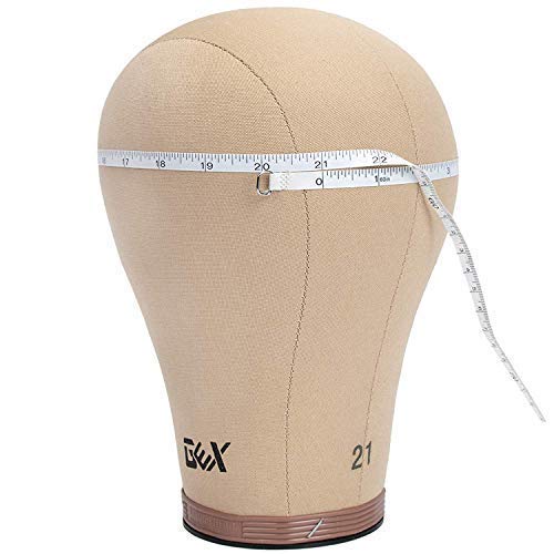 GEX 22.5" Canvas Block Cork Wig Mannequin Head for Wig Making Drying Styling Display with Table C Stand Clamp Holder&GEX Wig Grip&Pins(Light Brown 22.5")