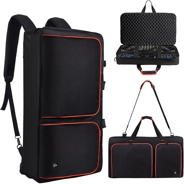 DJ Controller Case for DDJ-FLX4/ 200/400/SR2/REV1 Numark Party Mix 2/Mixtrack Platinum FX With Thick EVA Padding, Adjustable Shoulder Strap,Fits Up to 15.6" Laptops– Perfect for DJ and Music Producers