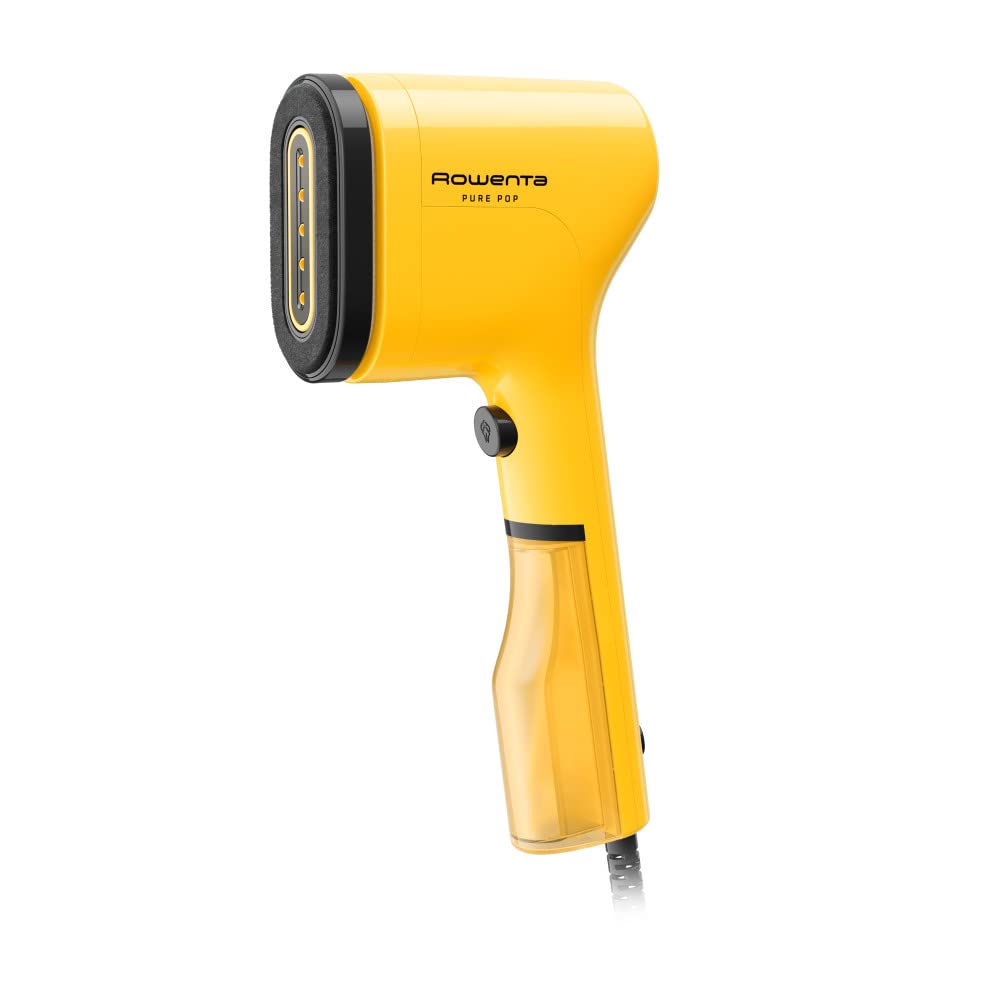 Rowenta Pure Pop, Handheld Steamer for Clothes 1.5 Pounds 15 Second Heatup, 2.3 Ounce Capacity 1150 Watts Portable, Garment Steamer, With Lint Remover, Yellow