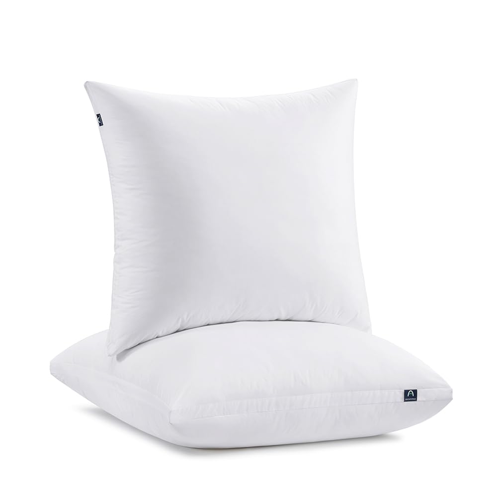 ACCURATEX Euro Pillows Set of 2 with Removable Cover, Luxury Hotel Quality Down Alternative Pillow Insert 26×26 for Bed, Sofa and Couch, Soft and Supportive, Machine Washable