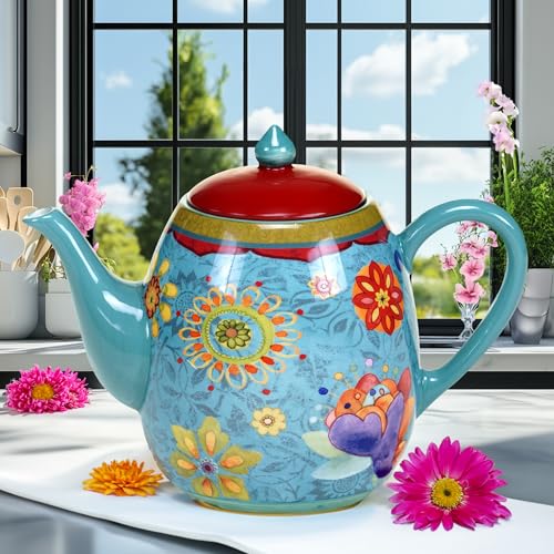 Certified International 22457 Tunisian Sunset Teapot, 40-Ounce, Multicolor