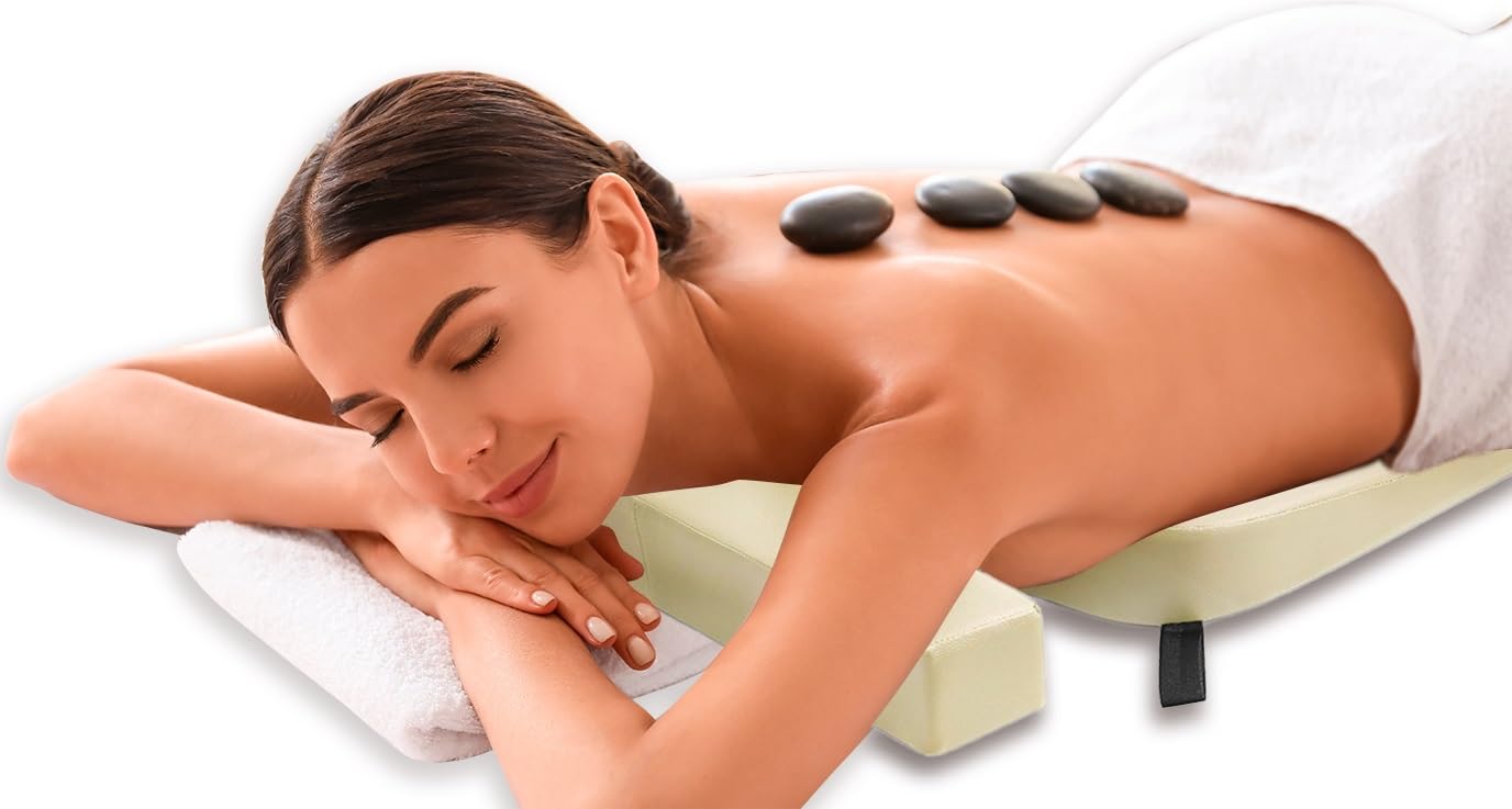 Easy Spa Massage Table Breast Pillow Upgraded for Larger Bust Sizes(AA-D), Wedge Cushion, Comfort Bolster Wedge, Prone Pillow (Cream)