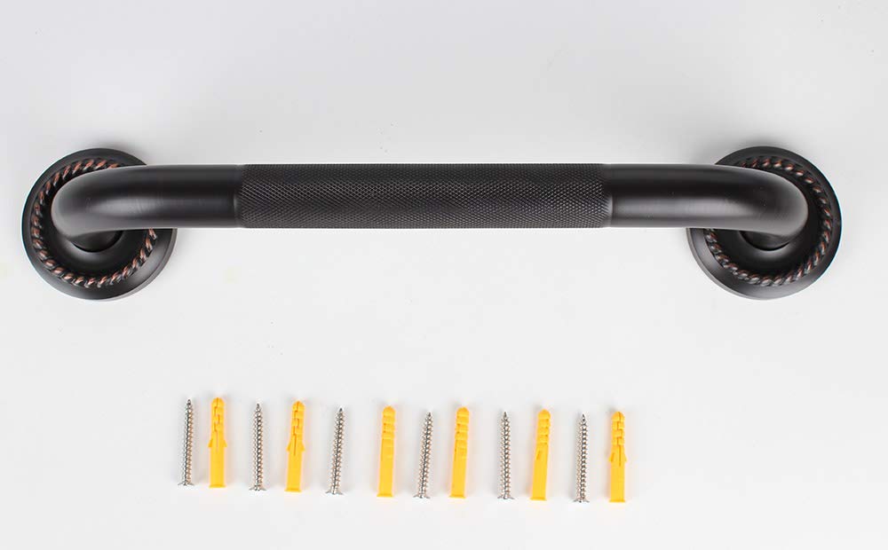 700Brass 40cm Grab Bar Featuring Anti-Slip Handrail, Solid Brass, Oil Rubbed Bronze, Heavy-Duty Construction Armrest, Bathroom Bathtube Shower Safety Rail