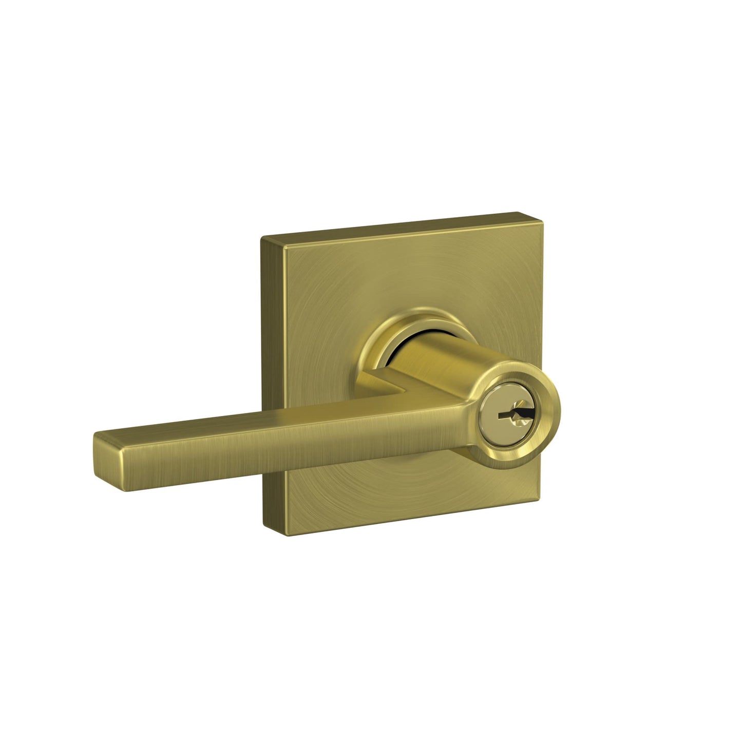 Schlage F51A LAT 608 COL Latitude Lever with Collins Trim Keyed Entry Lock, Satin Brass