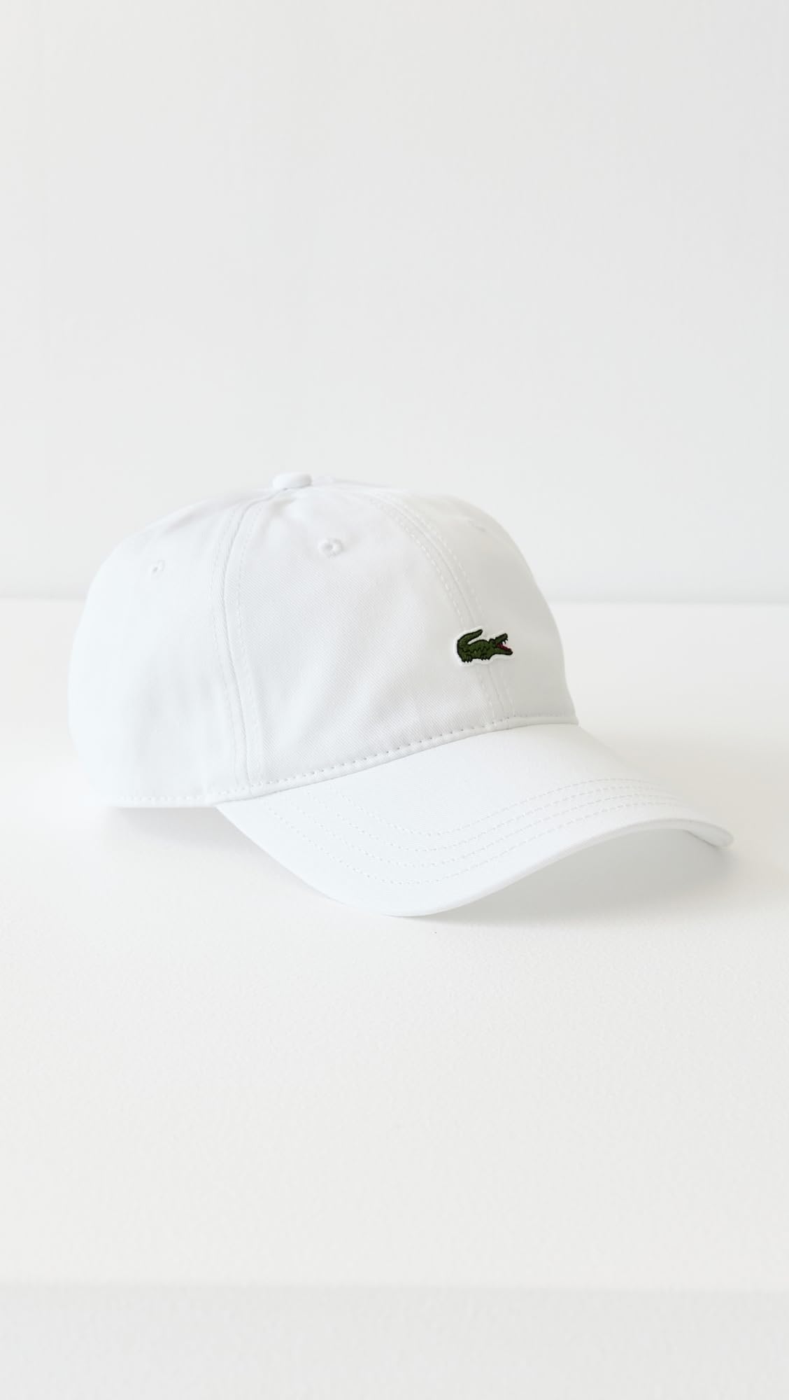 Lacoste Cotton Twill Side Logo Cap, White, One Size