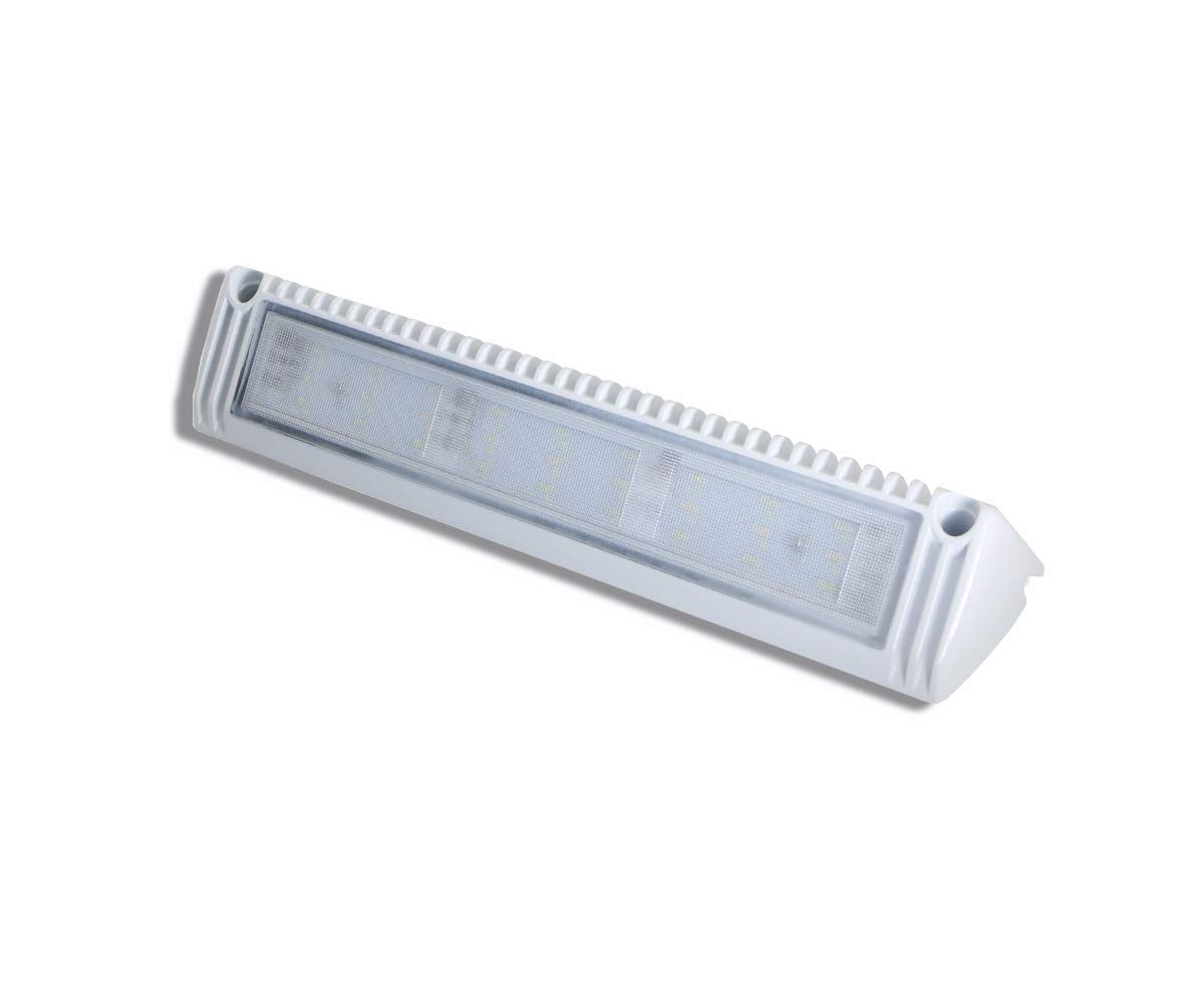 Raycharm 13" Exterior LED Flood Lighting Fixture, 40° Down Angle Beam, 6000K Cool-White Super Bright, 12V/24V DC, High Lumen Output Low Current Draw, Waterproof White Finish for RV & Boat, 1-Pack
