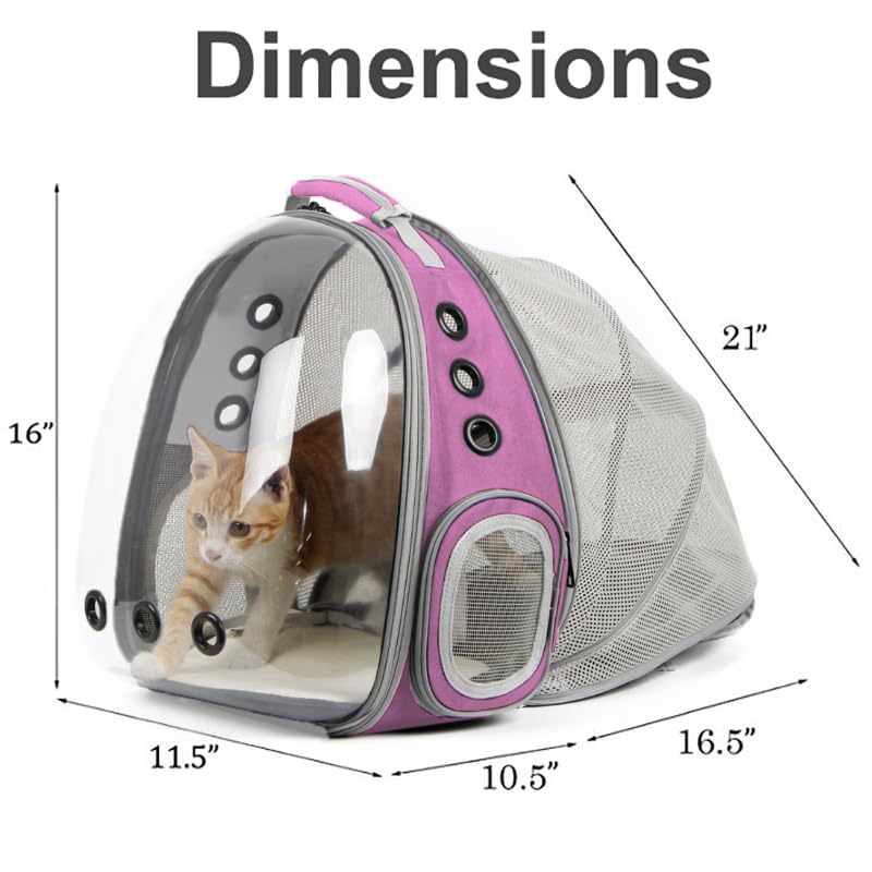 Expandable Cat Backpack, Space Capsule Bubble Transparent Clear Pet Carrier for Small Dog, Pet Carrying Hiking Traveling Backpack