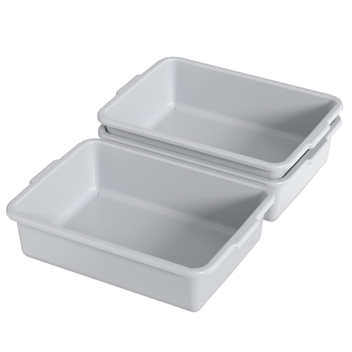 Nihenok 3 Packs Plastic Bus Bins, 13 L Commercial Bus Box Utility Tubs, Light Gray