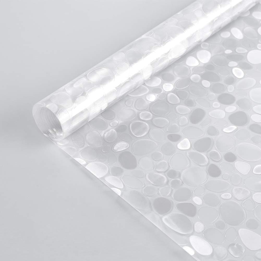rabbitgoo Window Films for Privacy, Anti-UV Static Cling Decorative Glass Stickers, Removable Frosted Window Film, Privacy Glass Tint for Home Bathroom Door, 3D Pebble, 60x200cm