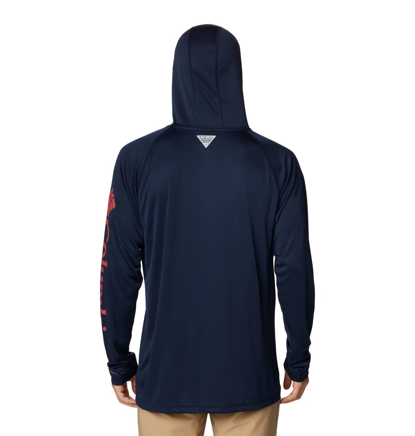 Columbia Men's Terminal Tackle Hoodie, Coll Navy/Sunset Red Logo, Large Tall